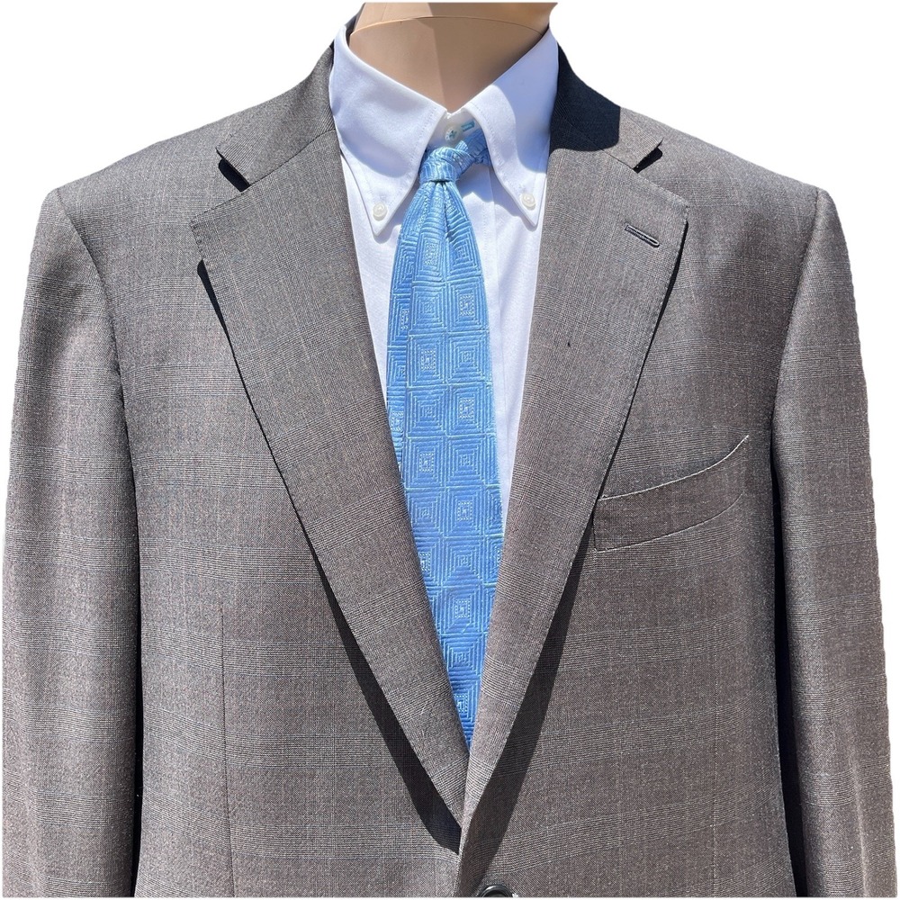 Ermenegildo Zegna Glen Check Suit Men 44 Grey Trofeo Wool Two Button Blazer